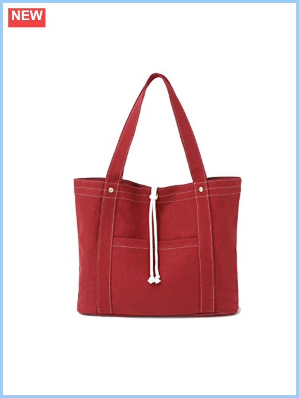 16oz Washed Cotton Canvas Tote Bag with Double Handles, Shoulder Strap, Front